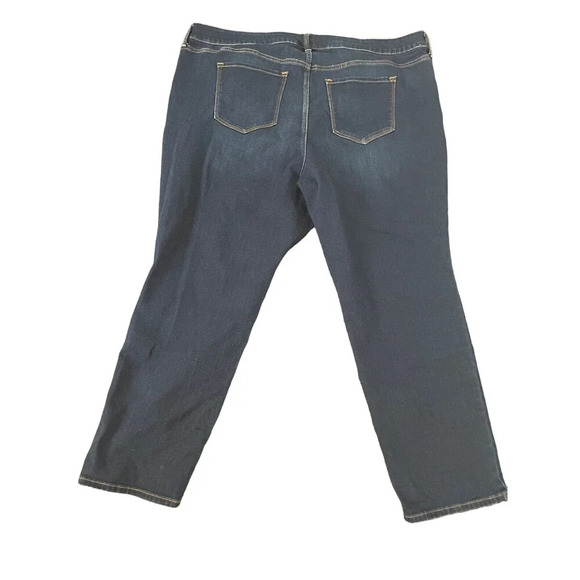 Old Navy Womens Jeans Plus Sz 24 Power Slim Straight Mid Rise Pockets Blue Denim - Picture 1 of 10